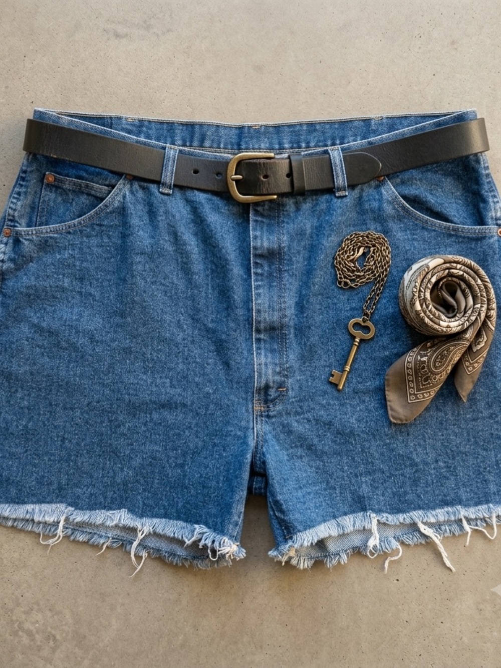 Unisex gender neutral vintage cut off jean shorts size 50” waist T0138